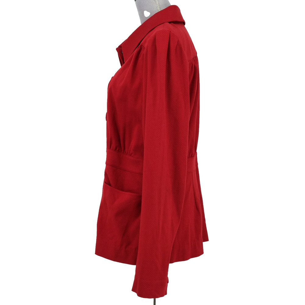 Cabi Jacket Womens Large Dark Red Twill Pockets Fitted Waist Snaps Preppy - Picture 14 of 16